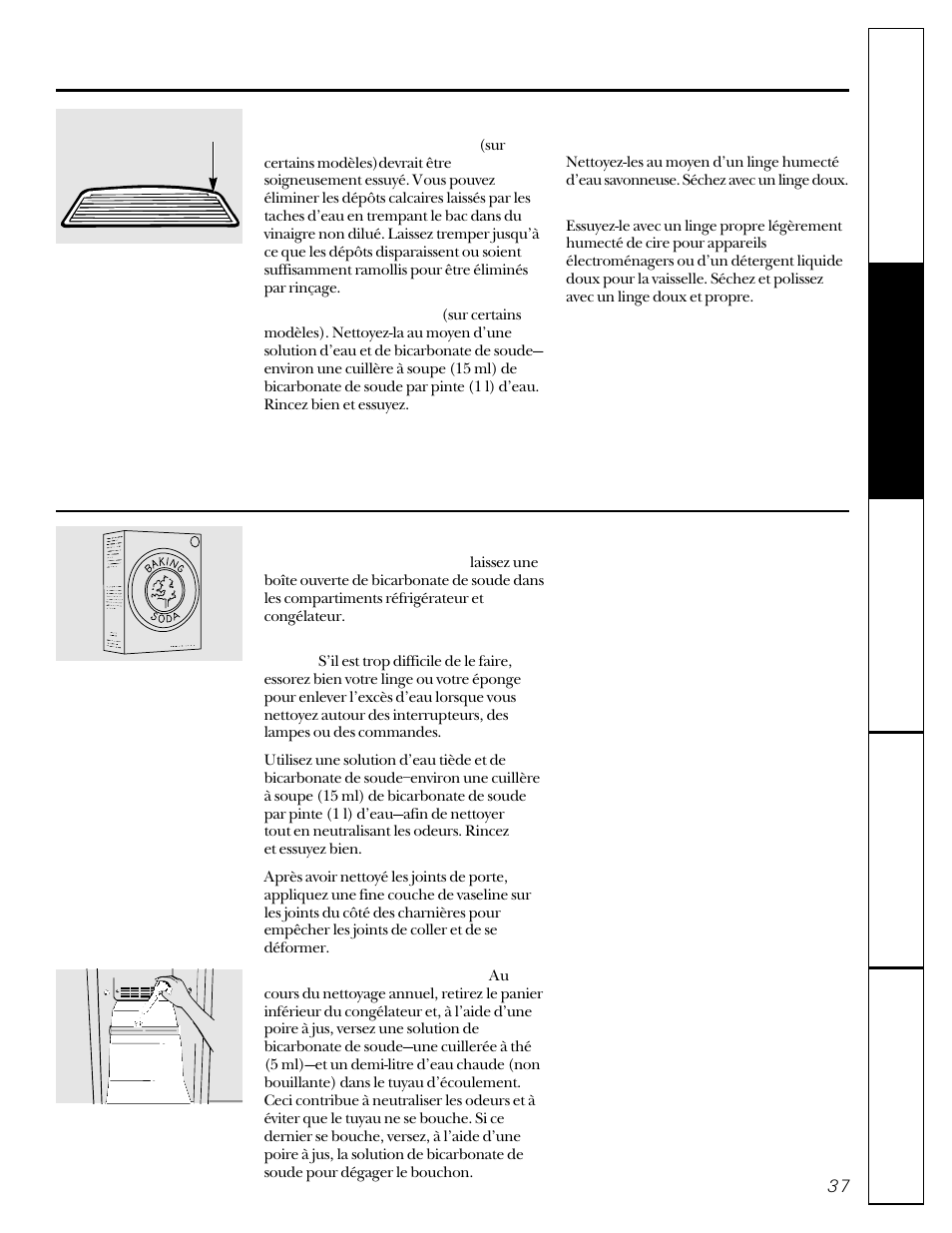 Entretien et nettoyage du réfrigérateur | GE 20-27 User Manual | Page 37 / 76