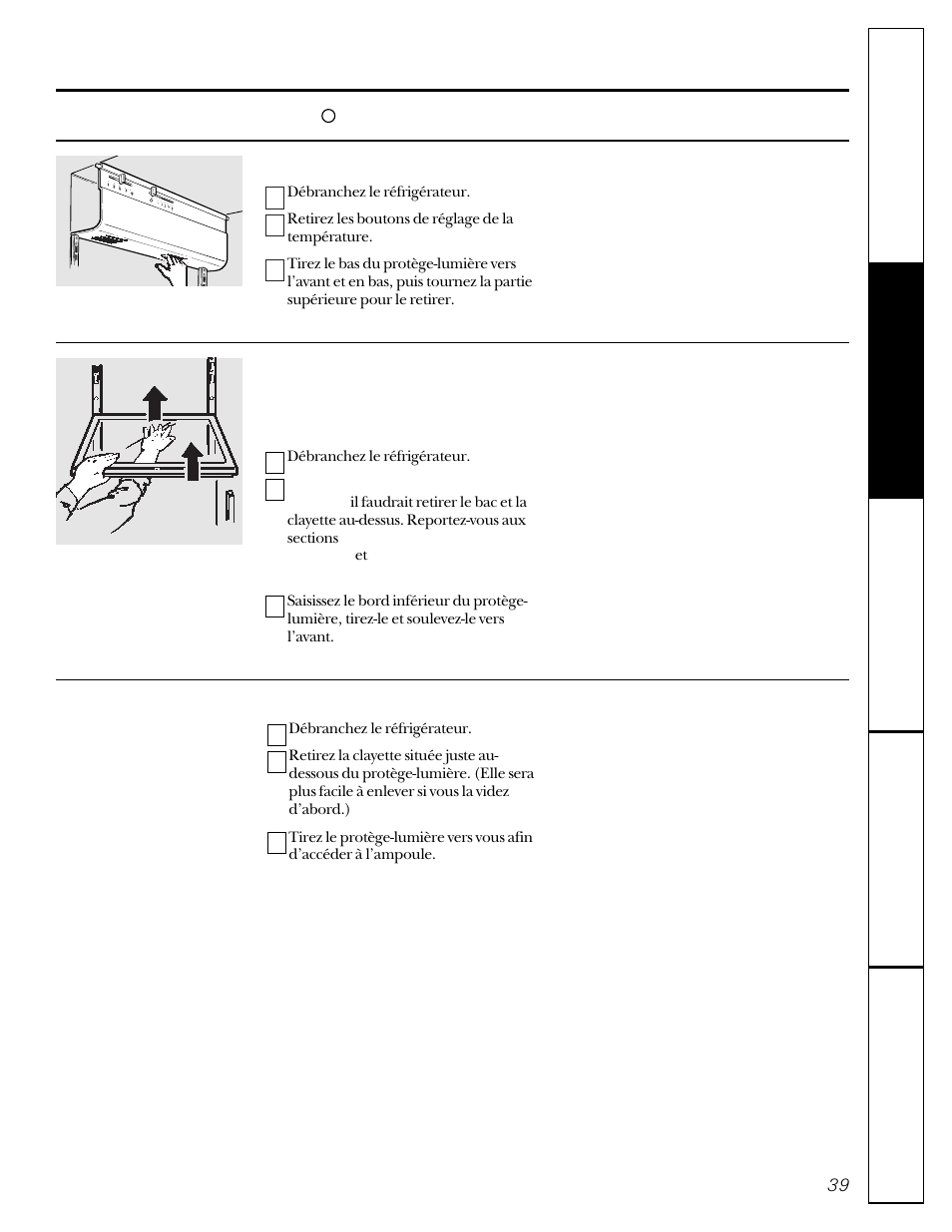 Remplacement des ampoules | GE 20-27 User Manual | Page 39 / 76