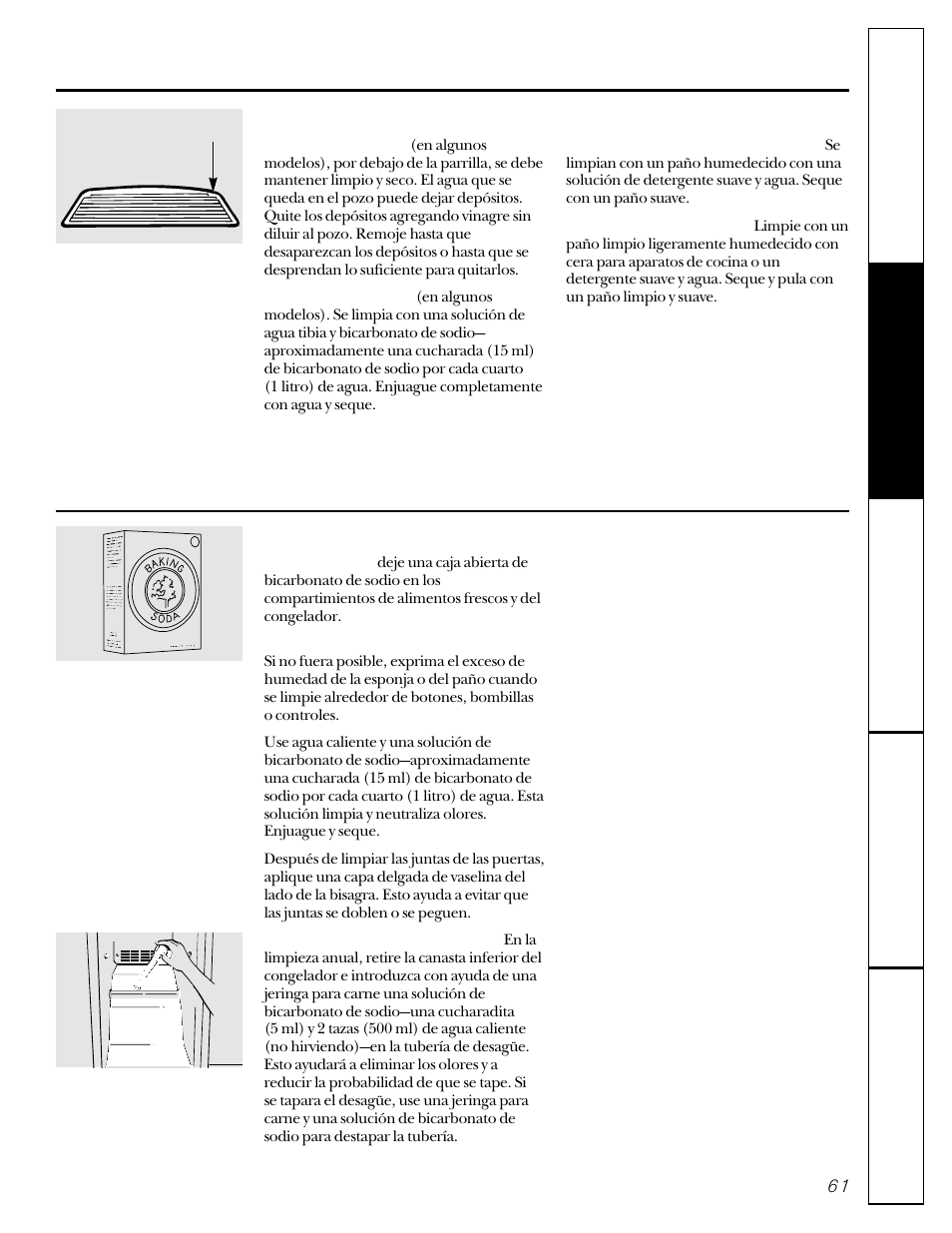 Cuidado y limpieza del refrigerador | GE 20-27 User Manual | Page 61 / 76