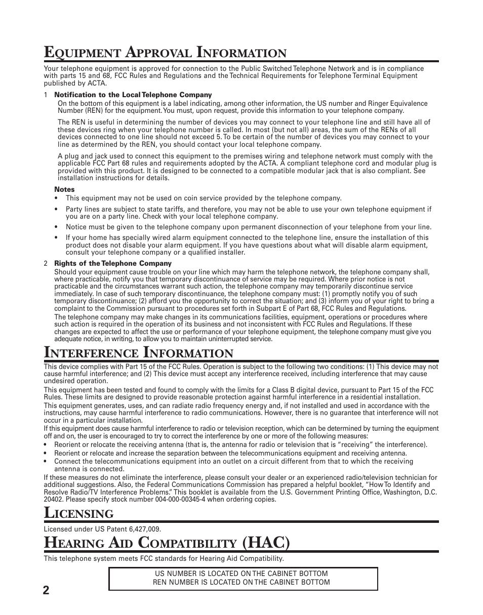 Hac) | GE 25831 User Manual | Page 2 / 88
