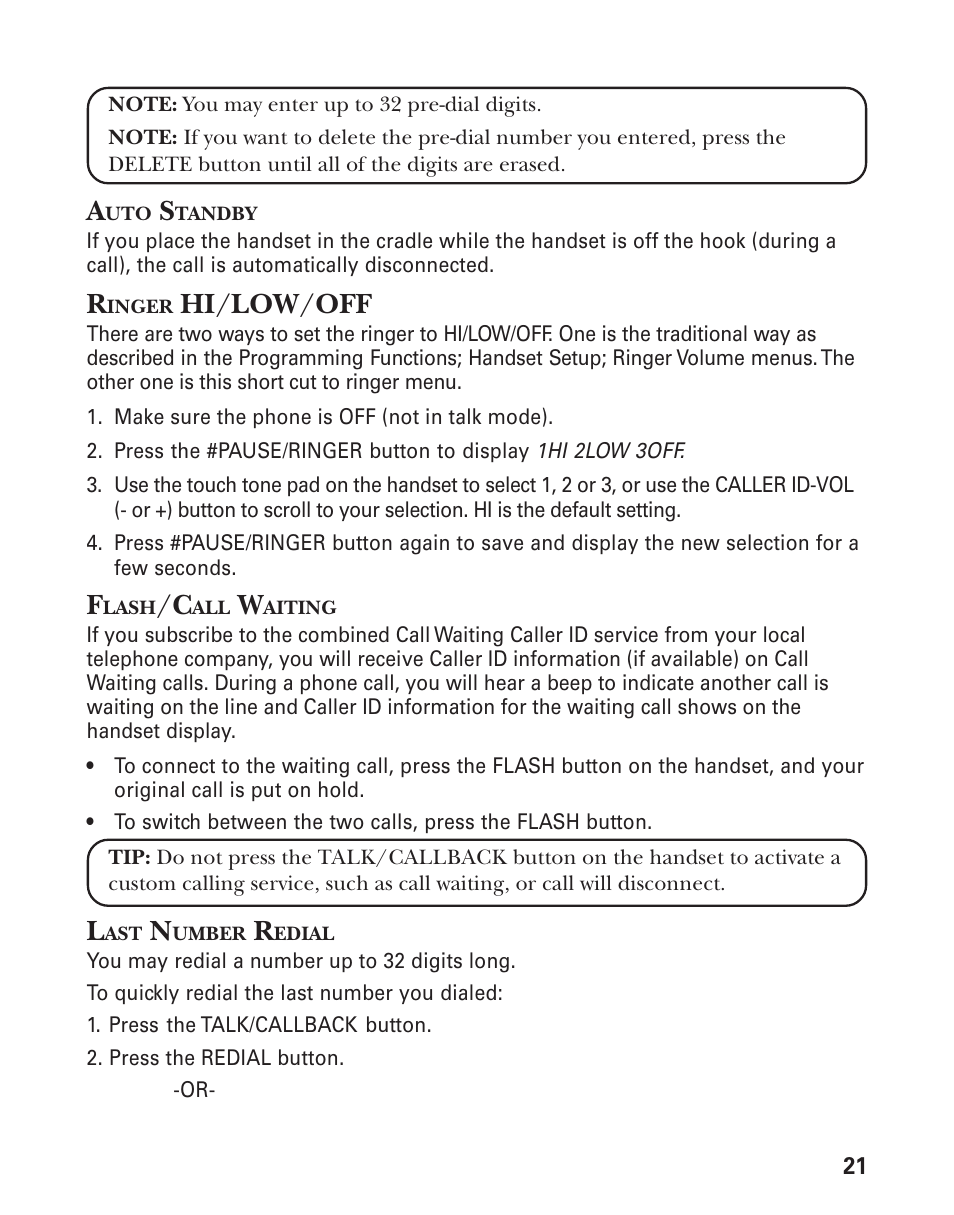 Hi/low/off | GE 25831 User Manual | Page 21 / 88