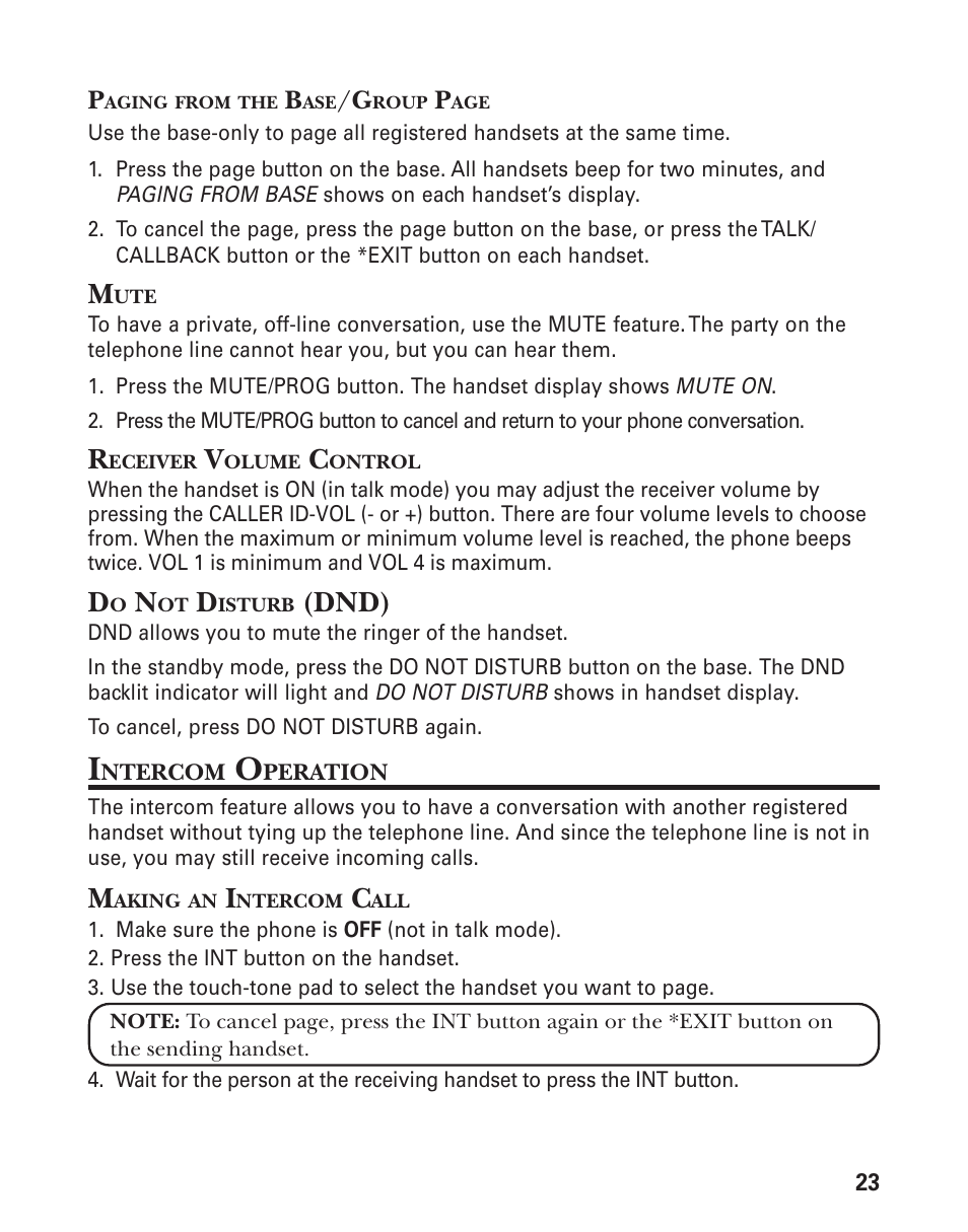 Dnd) | GE 25831 User Manual | Page 23 / 88