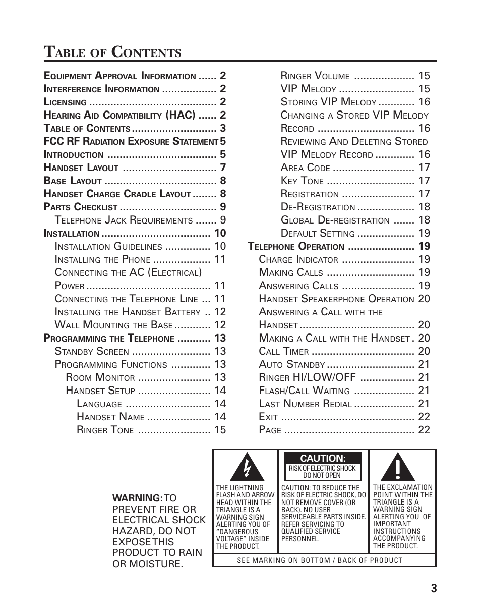 Able, Ontents | GE 25831 User Manual | Page 3 / 88