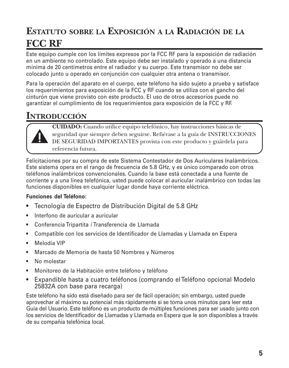 Fcc rf | GE 25831 User Manual | Page 49 / 88