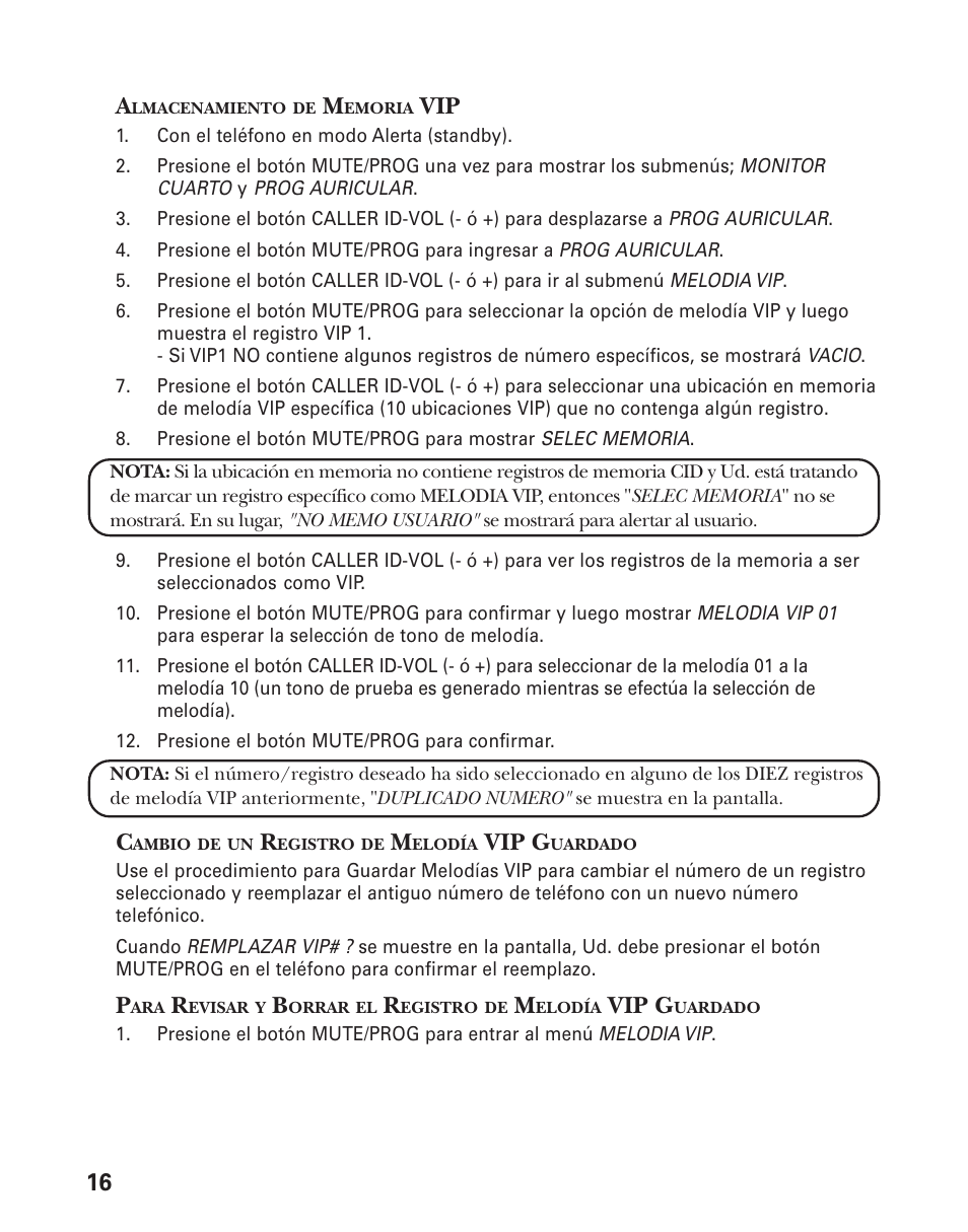 16 a, Vip g | GE 25831 User Manual | Page 60 / 88