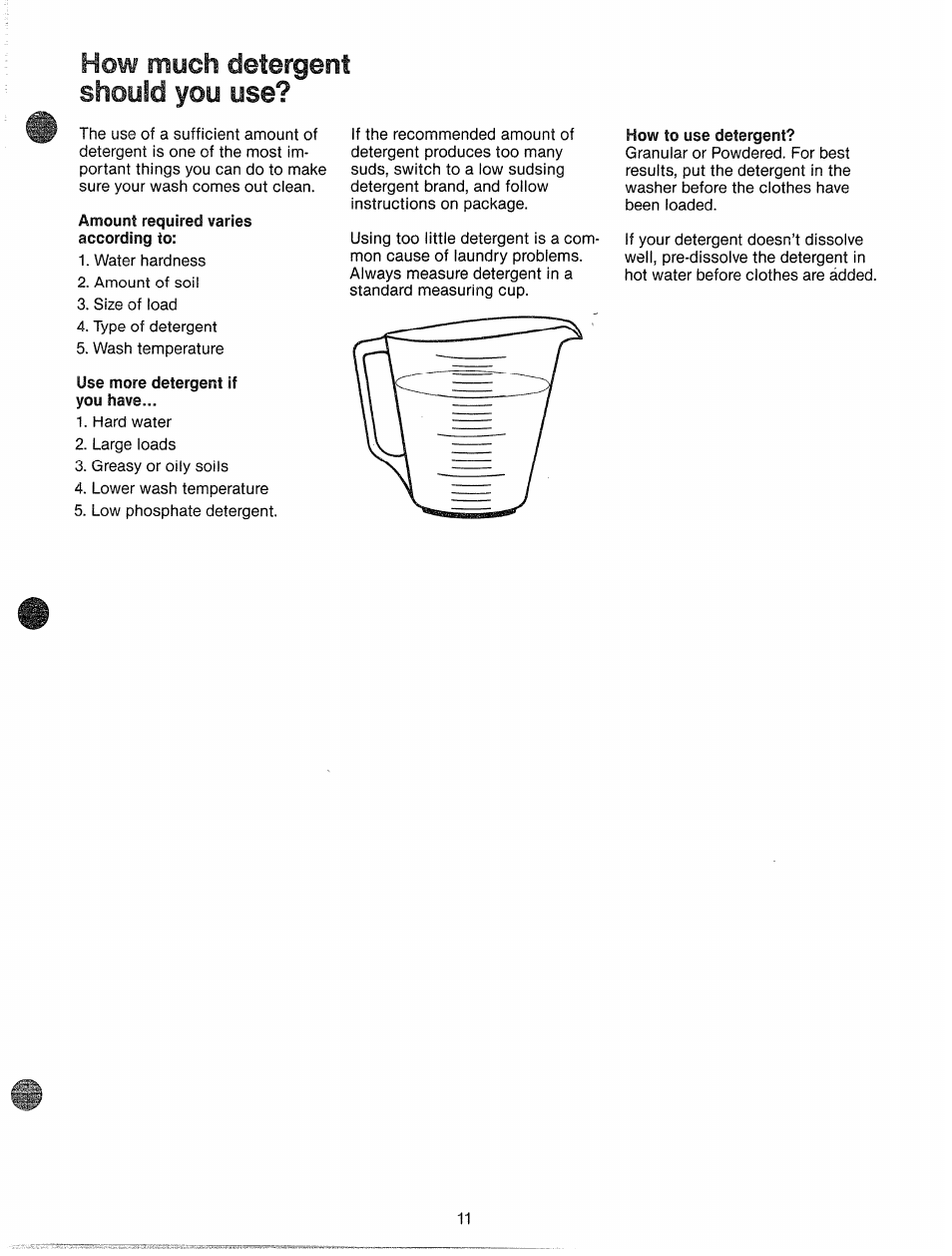 How much detergent should you use | GE WWP1180F User Manual | Page 11 / 24