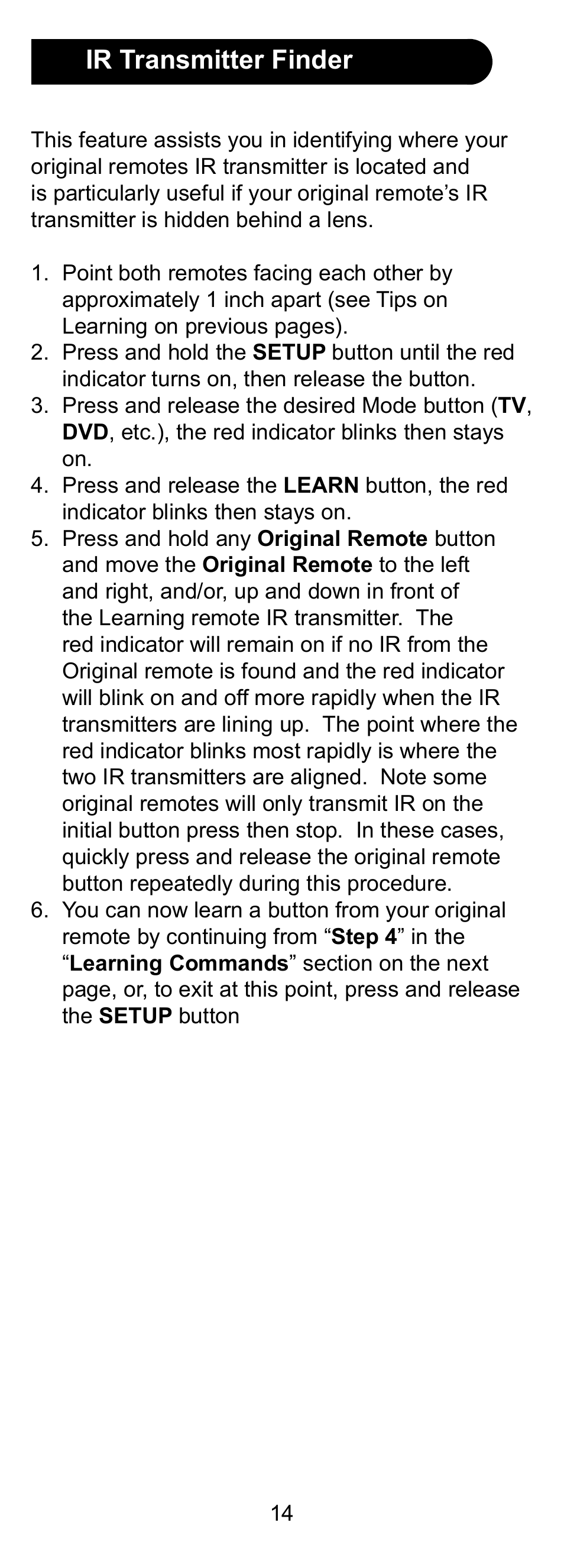 Ir transmitter finder | GE 24958 User Manual | Page 14 / 20