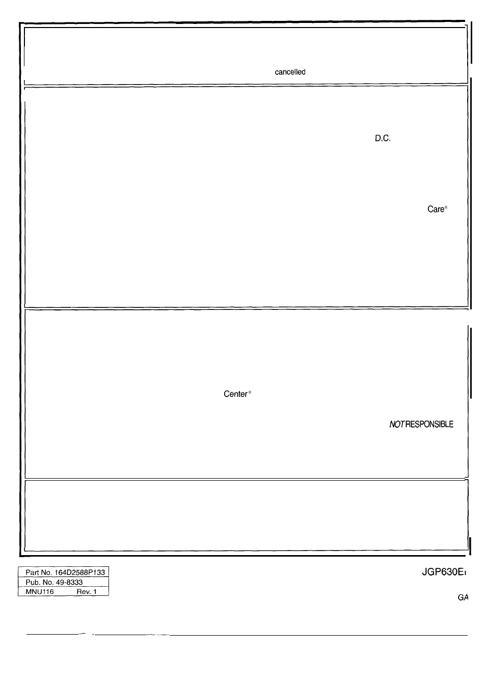 Warranty, Your built-in cooktop, What is covered | What is not covered | GE JGP630ER User Manual | Page 16 / 16