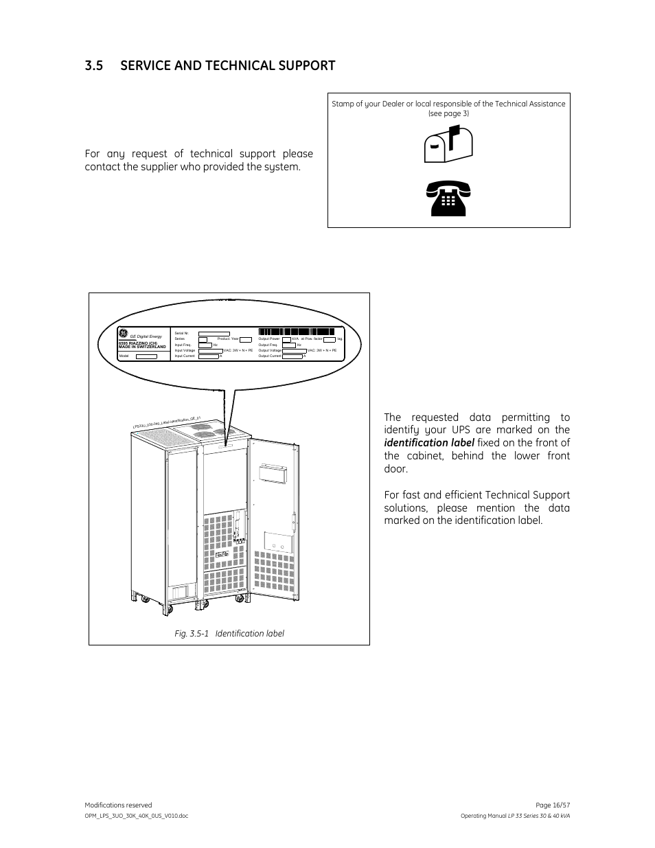 5 service and technical support | GE Industrial Solutions LP 33 Series 30 & 40 kVA Operating Manual User Manual | Page 16 / 57