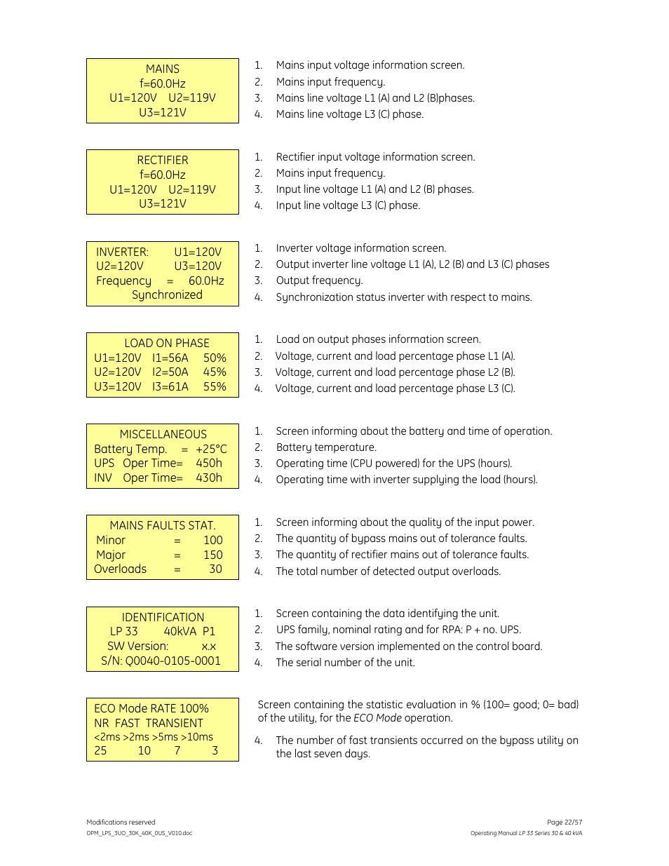 GE Industrial Solutions LP 33 Series 30 & 40 kVA Operating Manual User Manual | Page 22 / 57