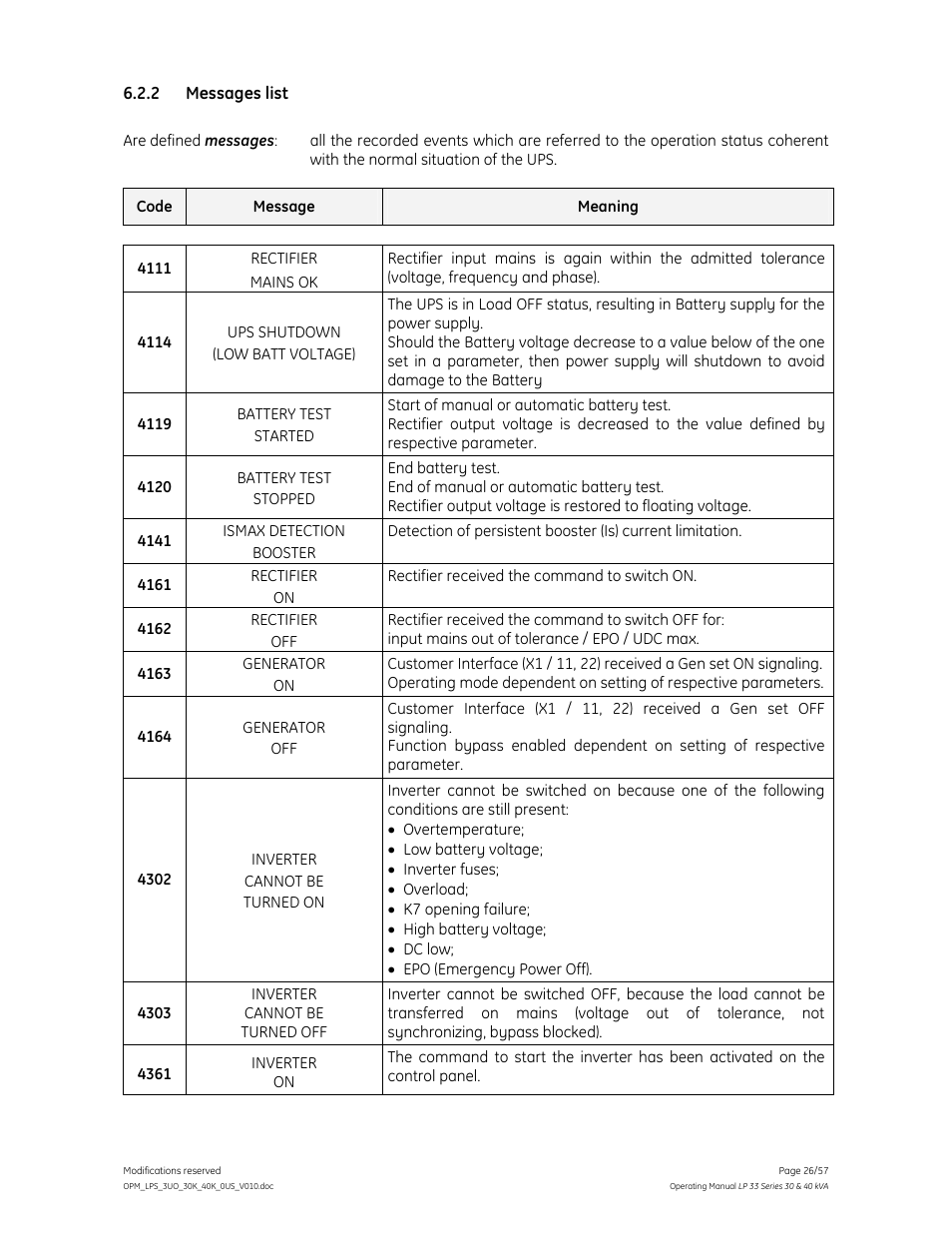 GE Industrial Solutions LP 33 Series 30 & 40 kVA Operating Manual User Manual | Page 26 / 57