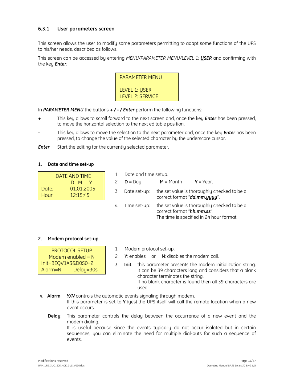 GE Industrial Solutions LP 33 Series 30 & 40 kVA Operating Manual User Manual | Page 31 / 57
