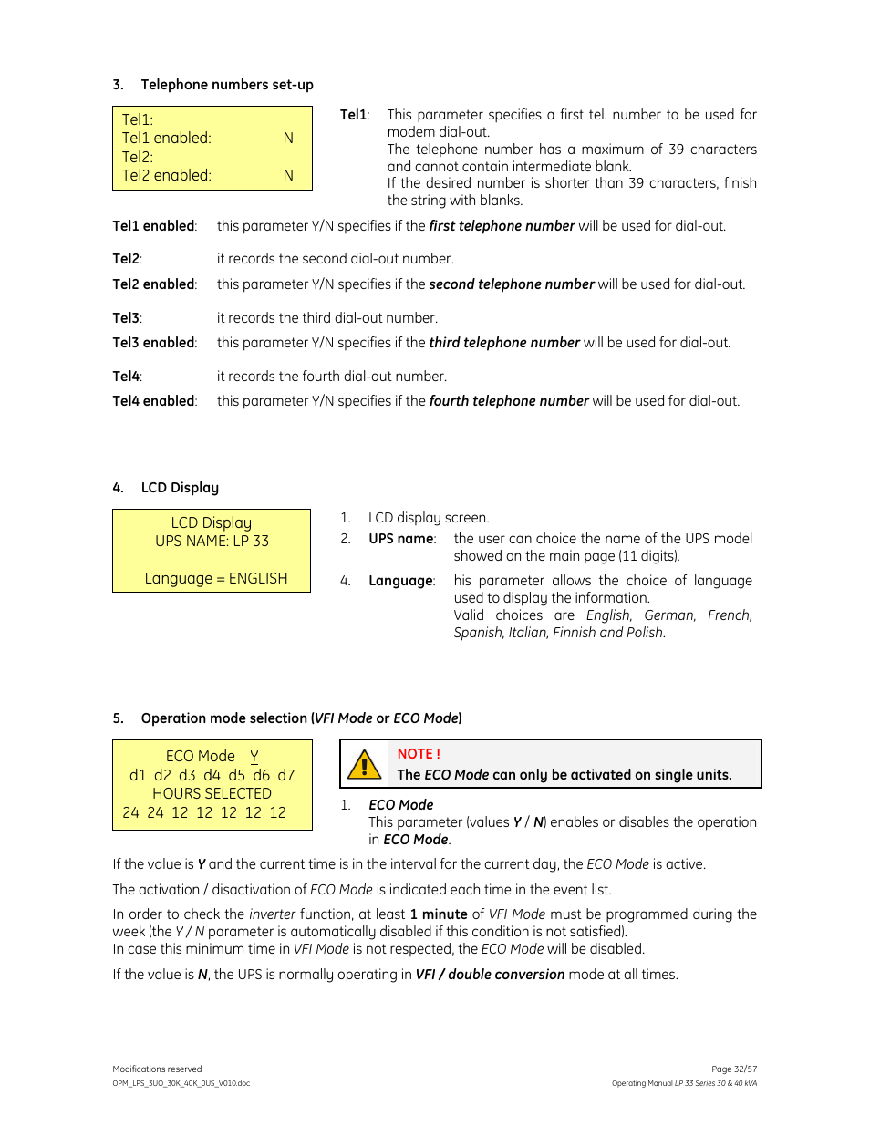 GE Industrial Solutions LP 33 Series 30 & 40 kVA Operating Manual User Manual | Page 32 / 57
