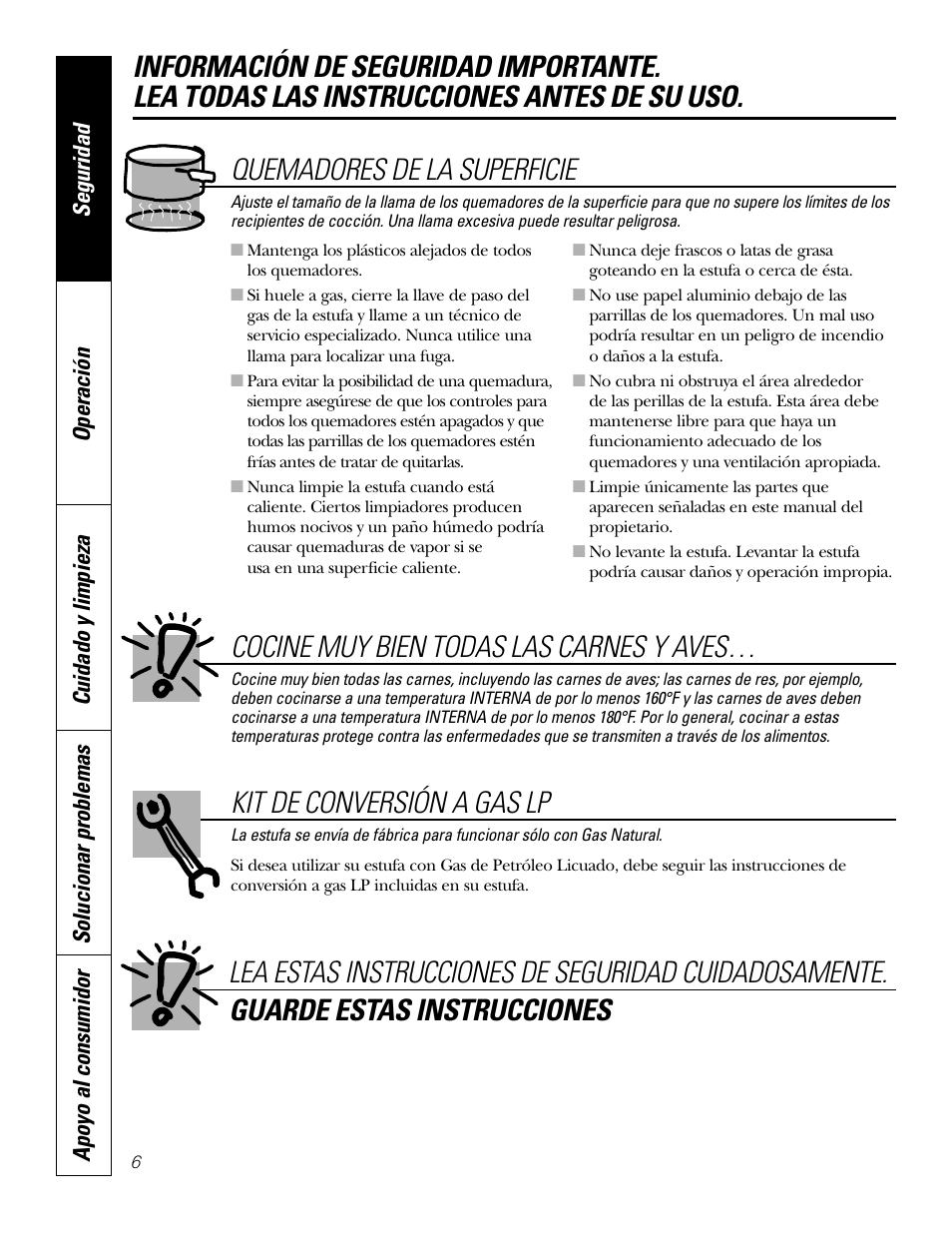 Quemadores de la superficie | GE JGP337 User Manual | Page 40 / 68