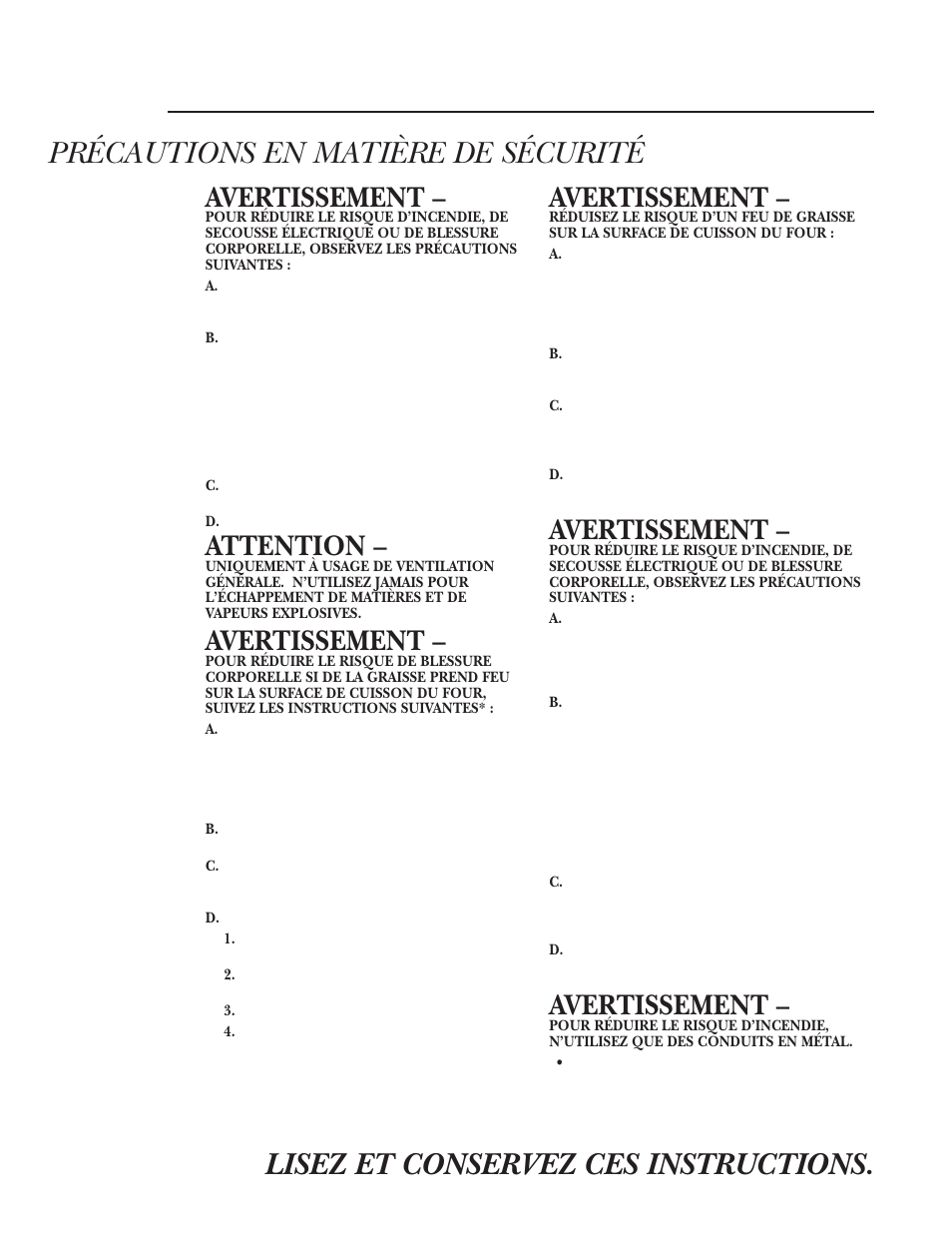 Instructions de sécurité importantes, Avertissement, Attention | GE ZV48 User Manual | Page 4 / 12