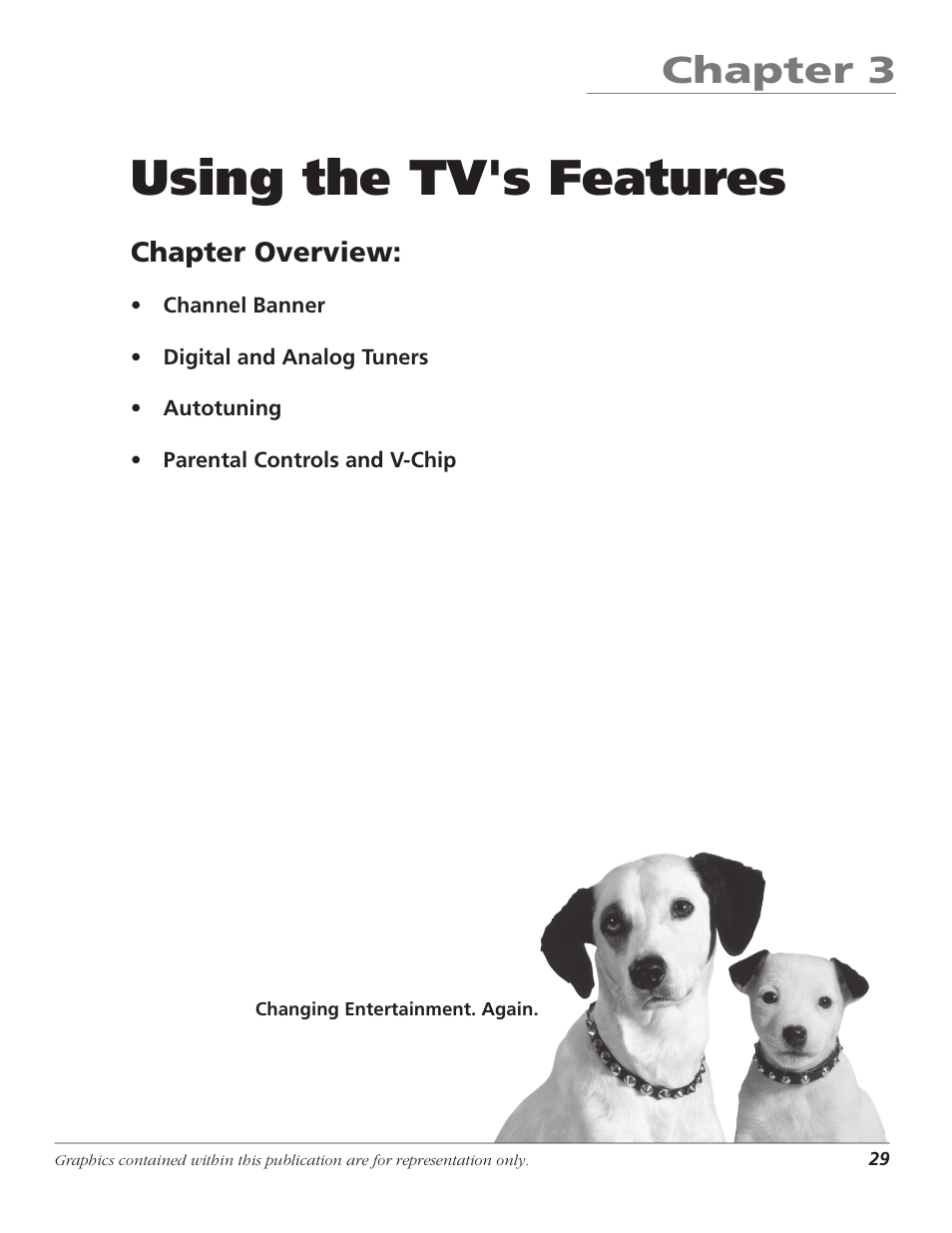 Using the tv's features, Chapter 3, Chapter overview | GE RCA High Definition Television User Manual | Page 31 / 64