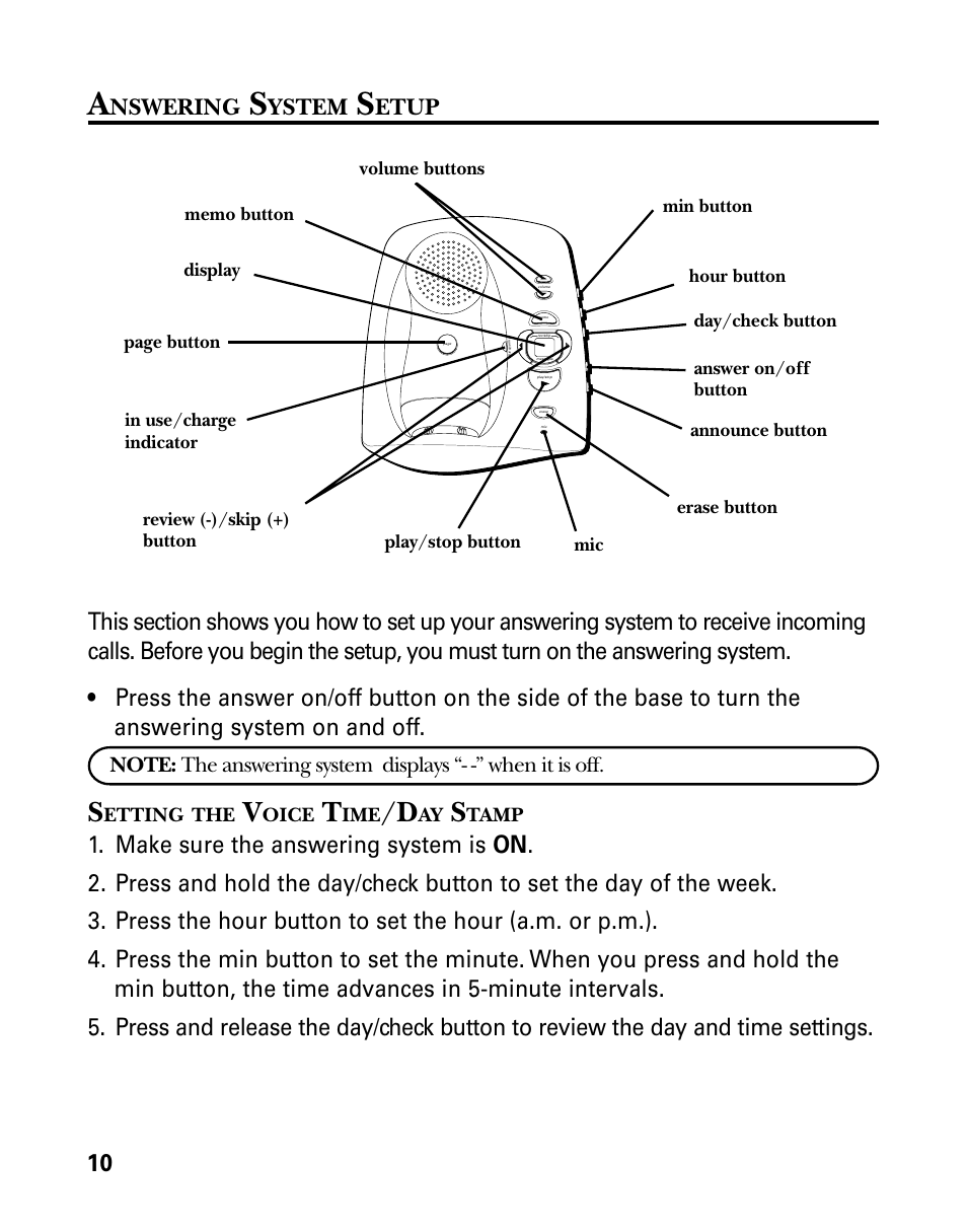 Nswering, Ystem, Etup | GE 26998 User Manual | Page 10 / 68