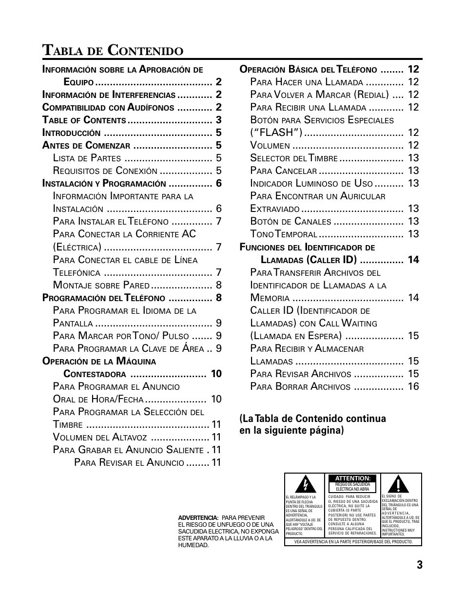Abla, Ontenido | GE 26998 User Manual | Page 37 / 68