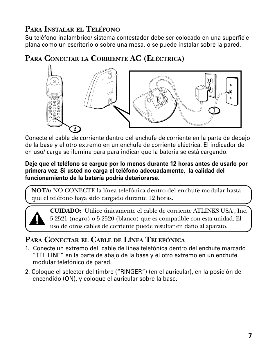 Ac (e, Nstalar, Eléfono | Onectar, Orriente, Léctrica, Able, Ínea, Elefónica | GE 26998 User Manual | Page 41 / 68