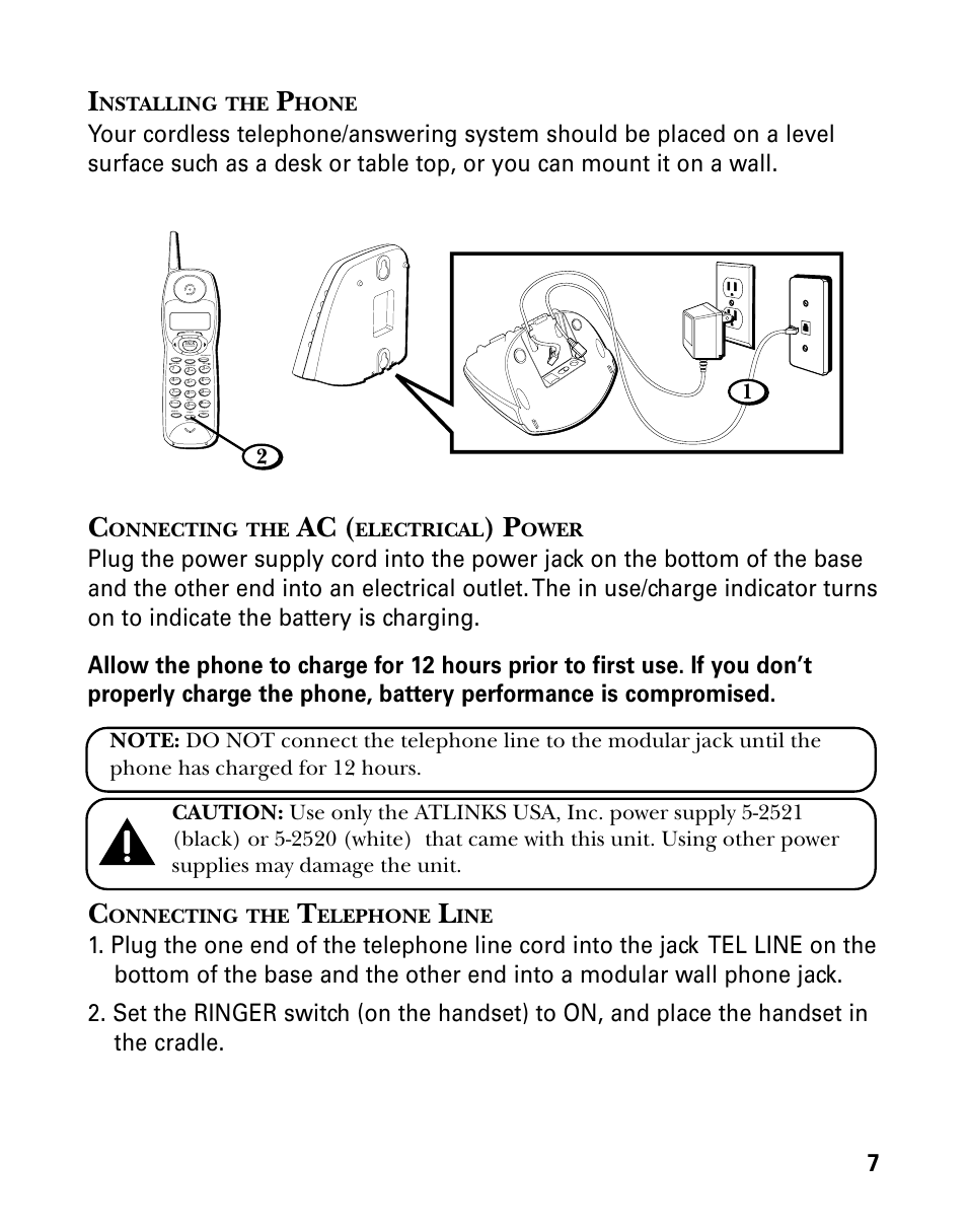 Nstalling, Hone, Onnecting | Electrical, Ower, Elephone | GE 26998 User Manual | Page 7 / 68