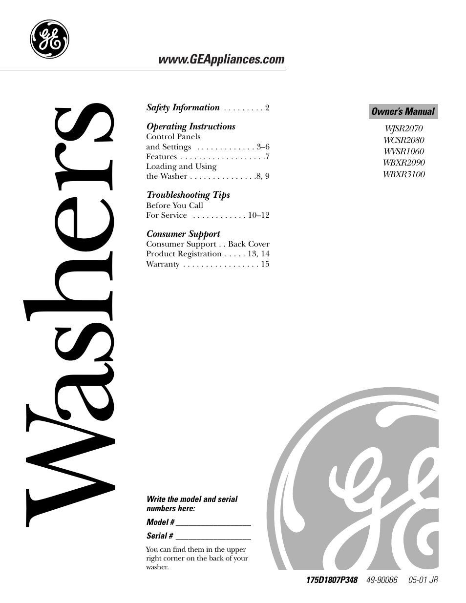 GE WBXR3100 User Manual | 16 pages