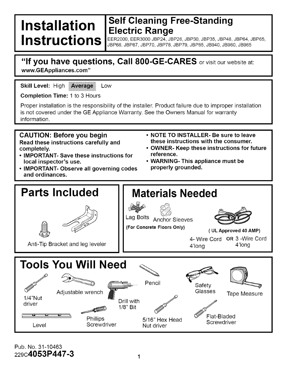 GE EER2000 User Manual | 12 pages