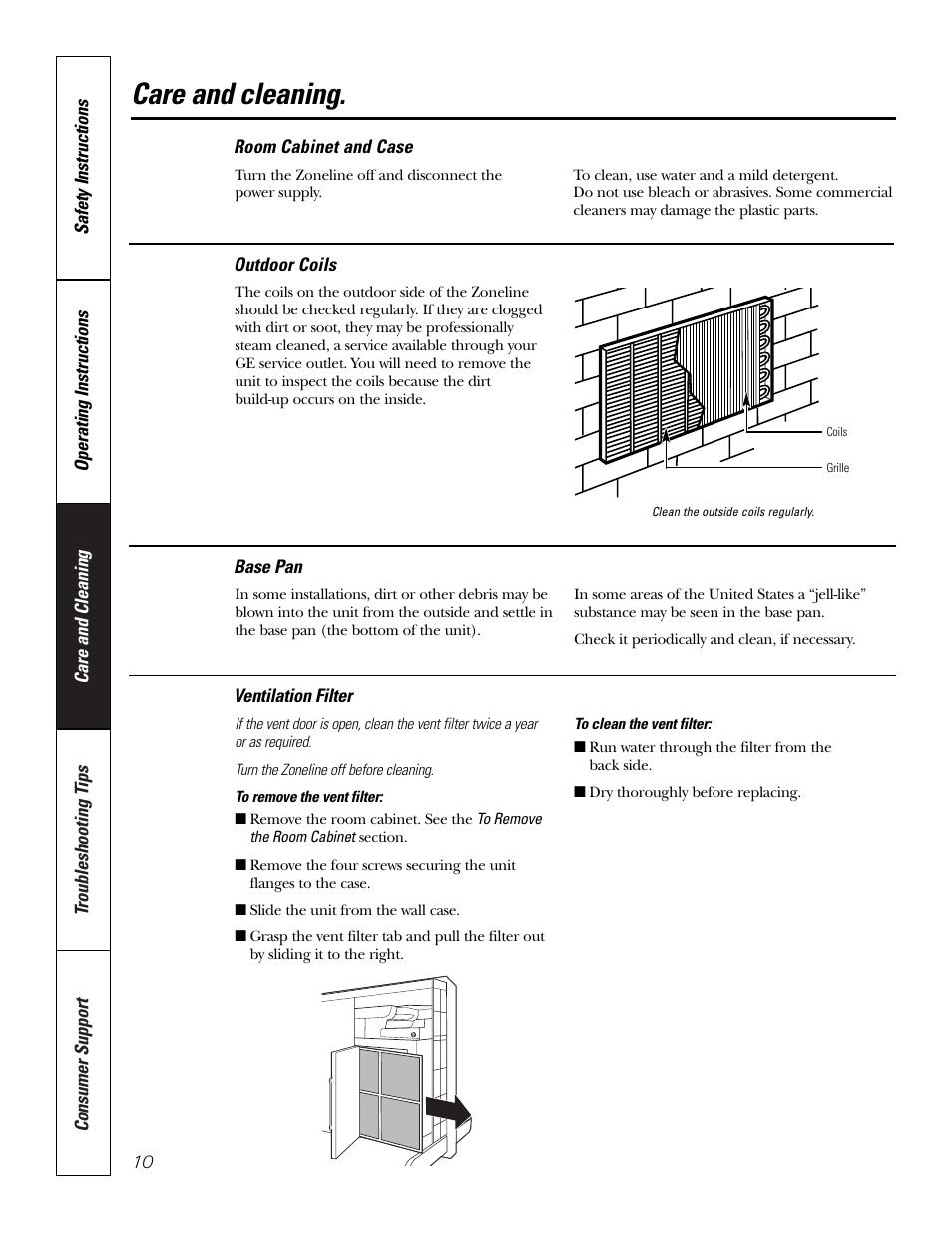 Care and cleaning | GE 5800 User Manual | Page 10 / 24