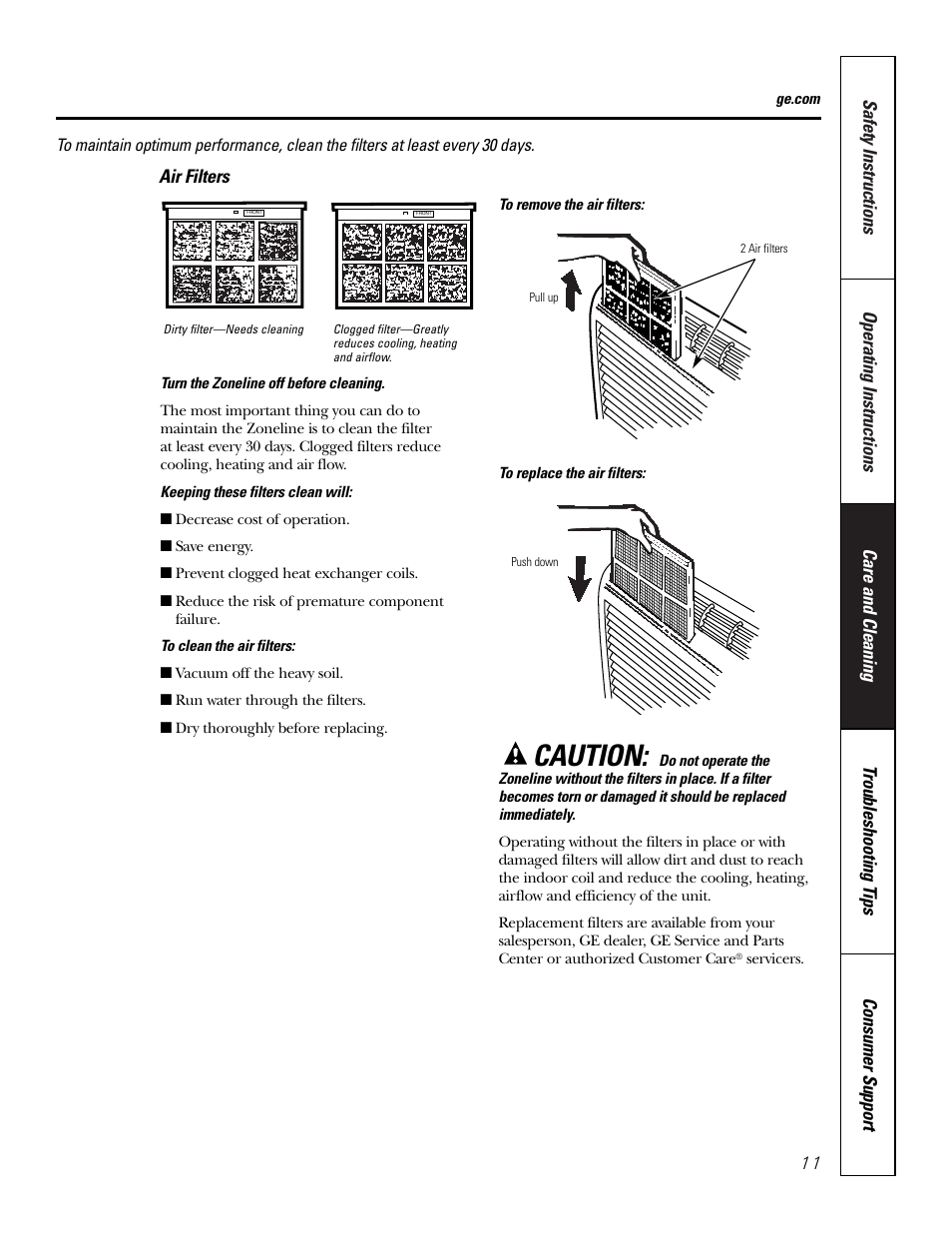 Caution | GE 5800 User Manual | Page 11 / 24