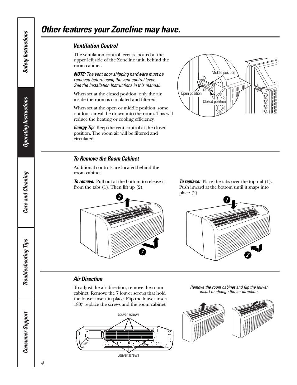 Other features your zoneline may have | GE 5800 User Manual | Page 4 / 24