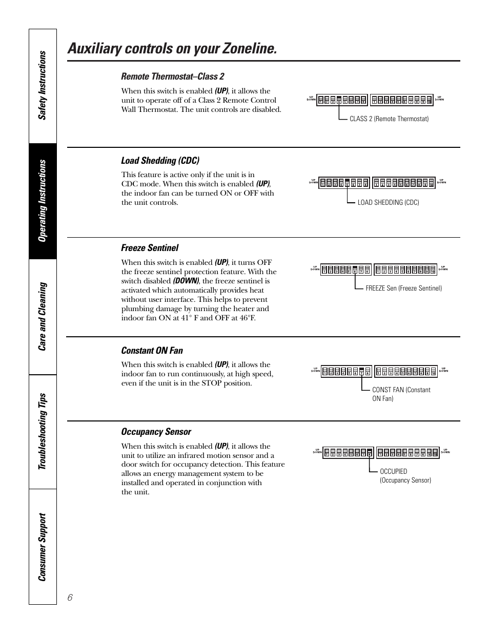 Auxiliary controls on your zoneline | GE 5800 User Manual | Page 6 / 24