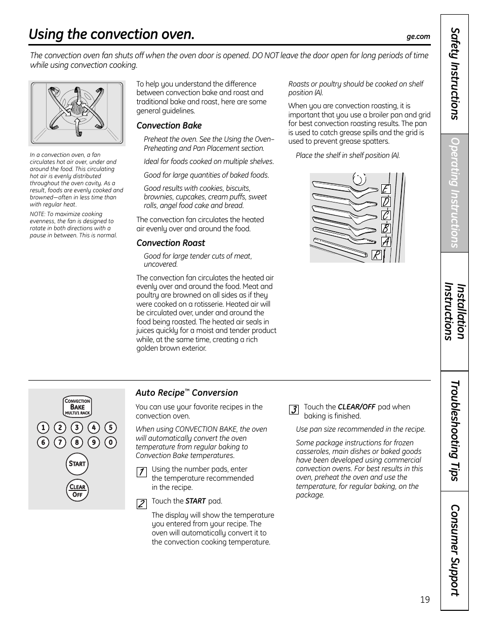 Convection oven, Convection oven –23, Using the convection oven | GE C2S980 User Manual | Page 19 / 64