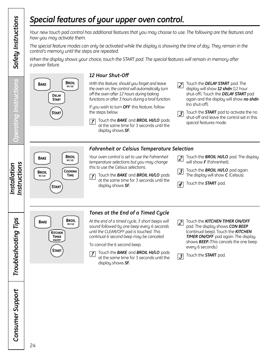 Special features, Special features , 25, Special features of your upper oven control | GE C2S980 User Manual | Page 24 / 64