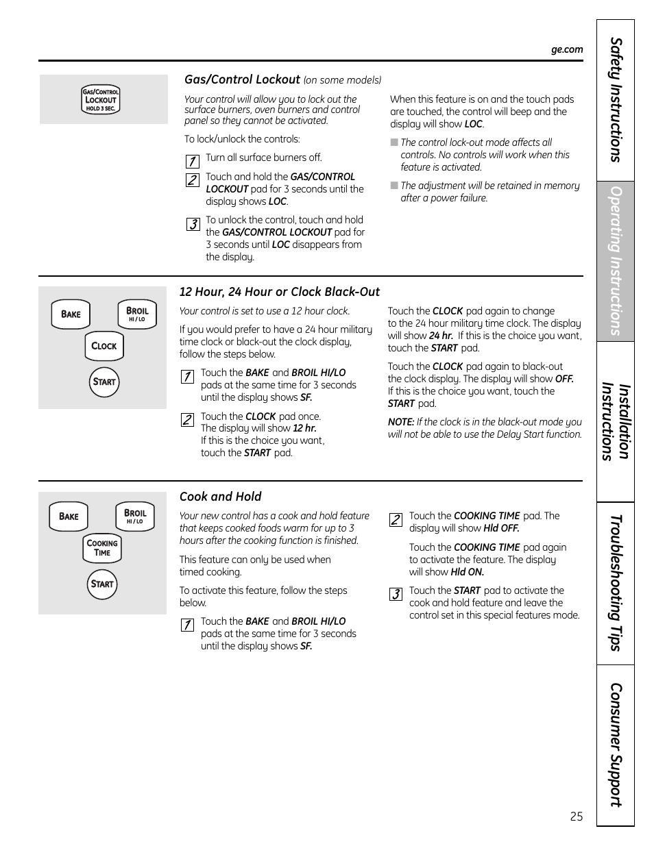 Gas/control lockout | GE C2S980 User Manual | Page 25 / 64