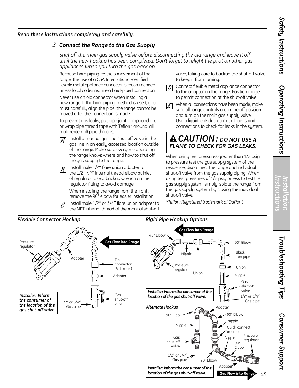 Caution | GE C2S980 User Manual | Page 45 / 64