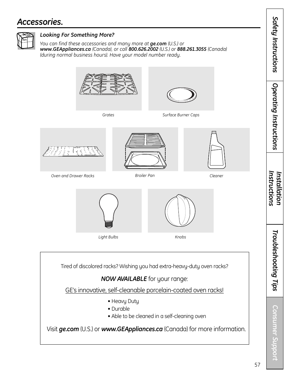 Accessories | GE C2S980 User Manual | Page 57 / 64