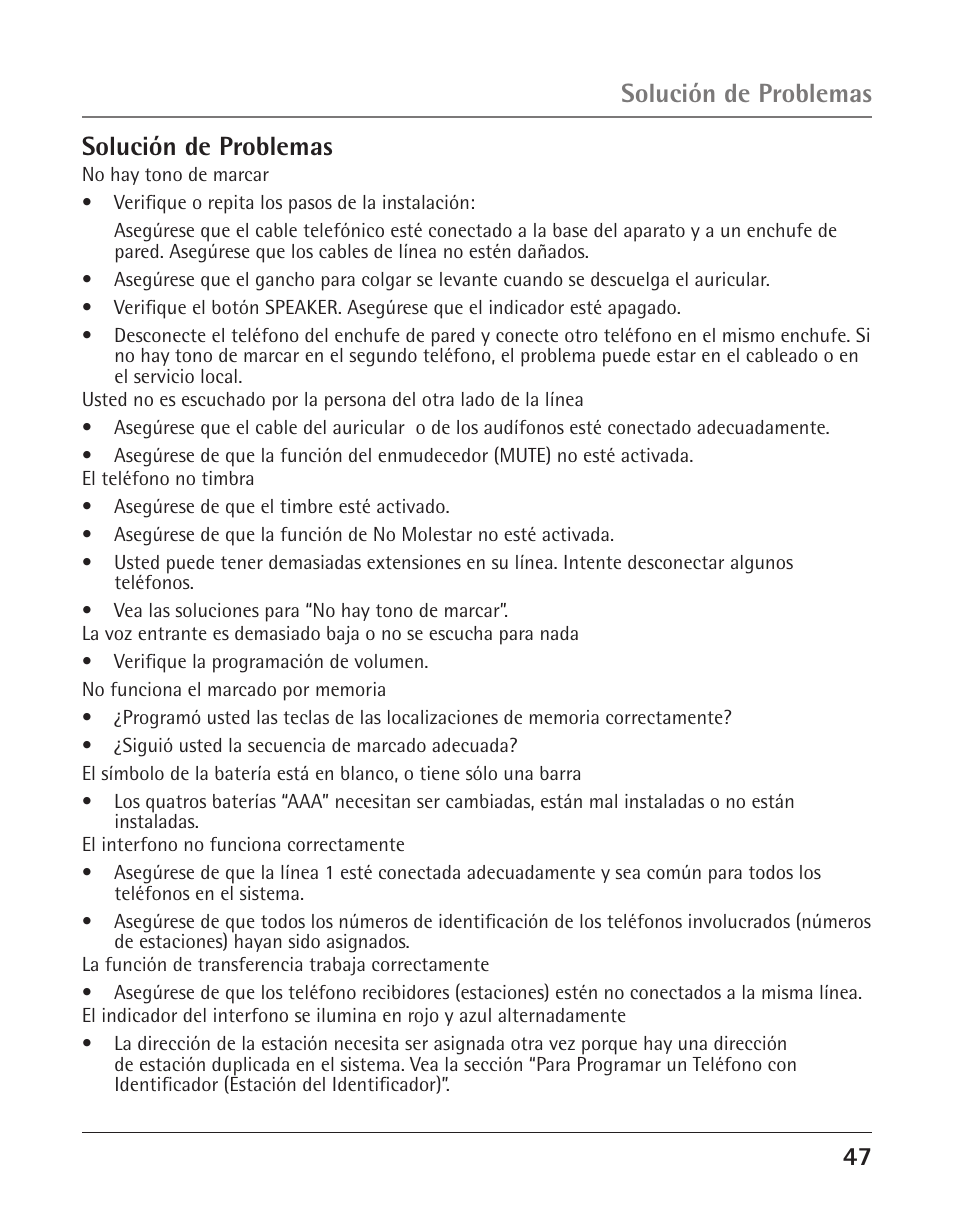 4 solución de problemas, Solución de problemas | GE 25425 User Manual | Page 101 / 108