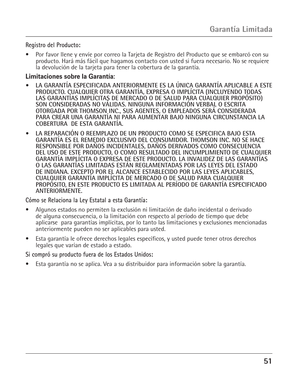 Garantía limitada | GE 25425 User Manual | Page 105 / 108