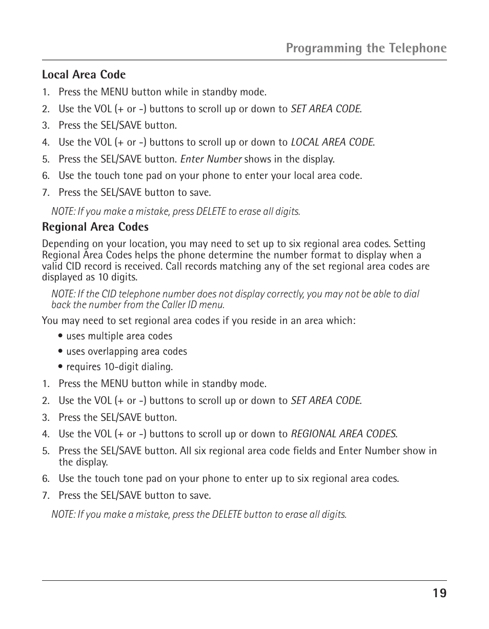 Programming the telephone | GE 25425 User Manual | Page 19 / 108