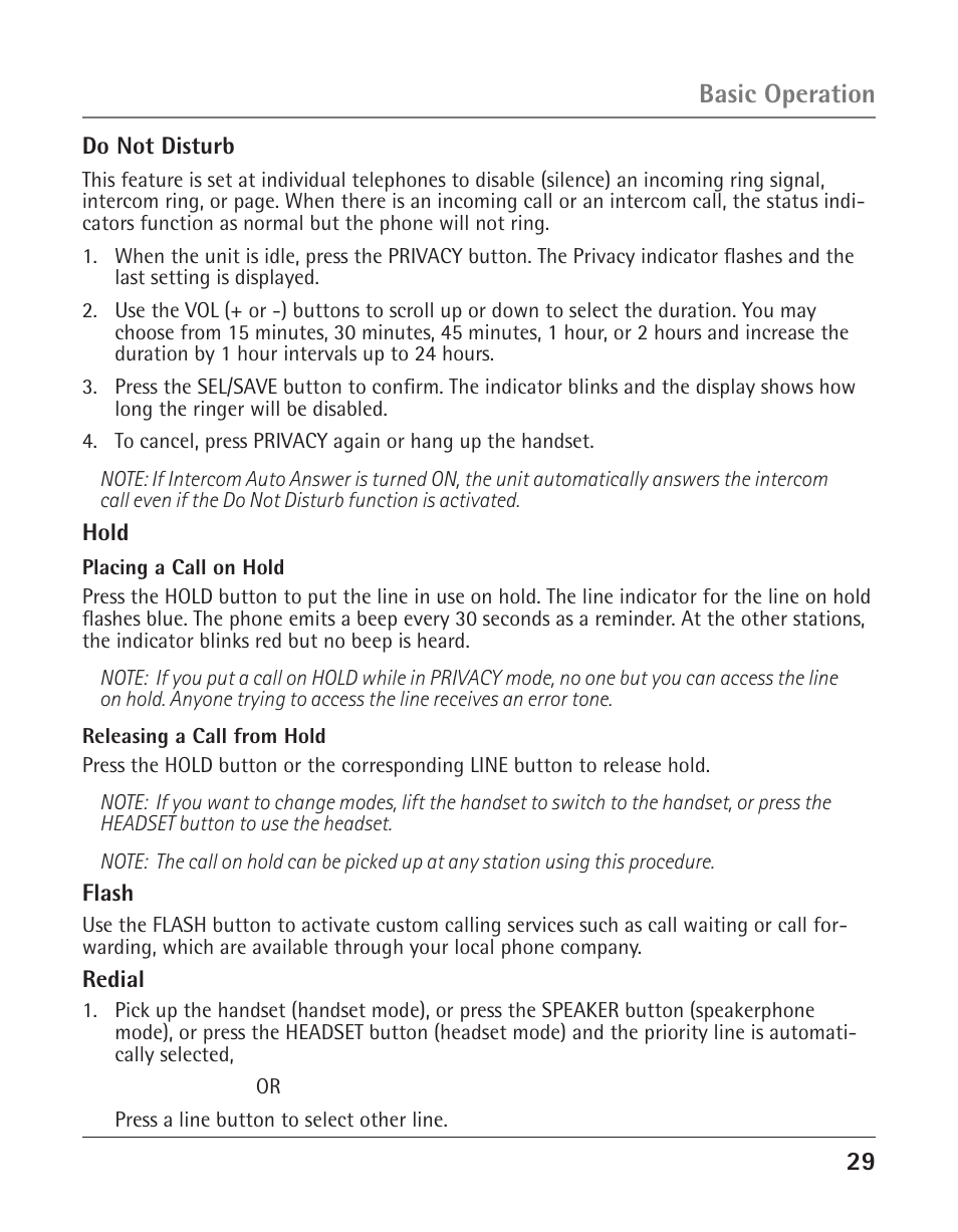 Basic operation | GE 25425 User Manual | Page 29 / 108