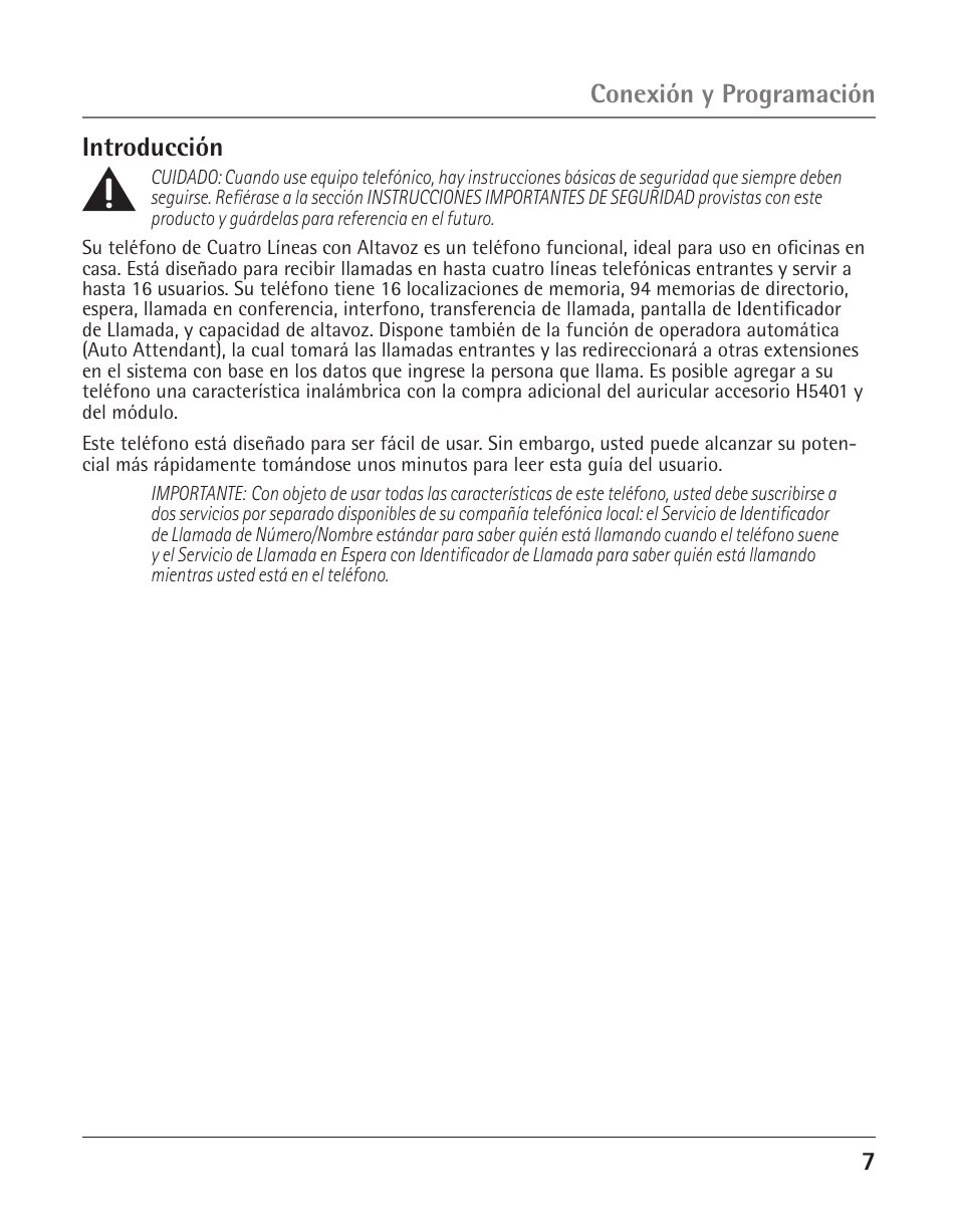 Introducción, Conexión y programación | GE 25425 User Manual | Page 61 / 108