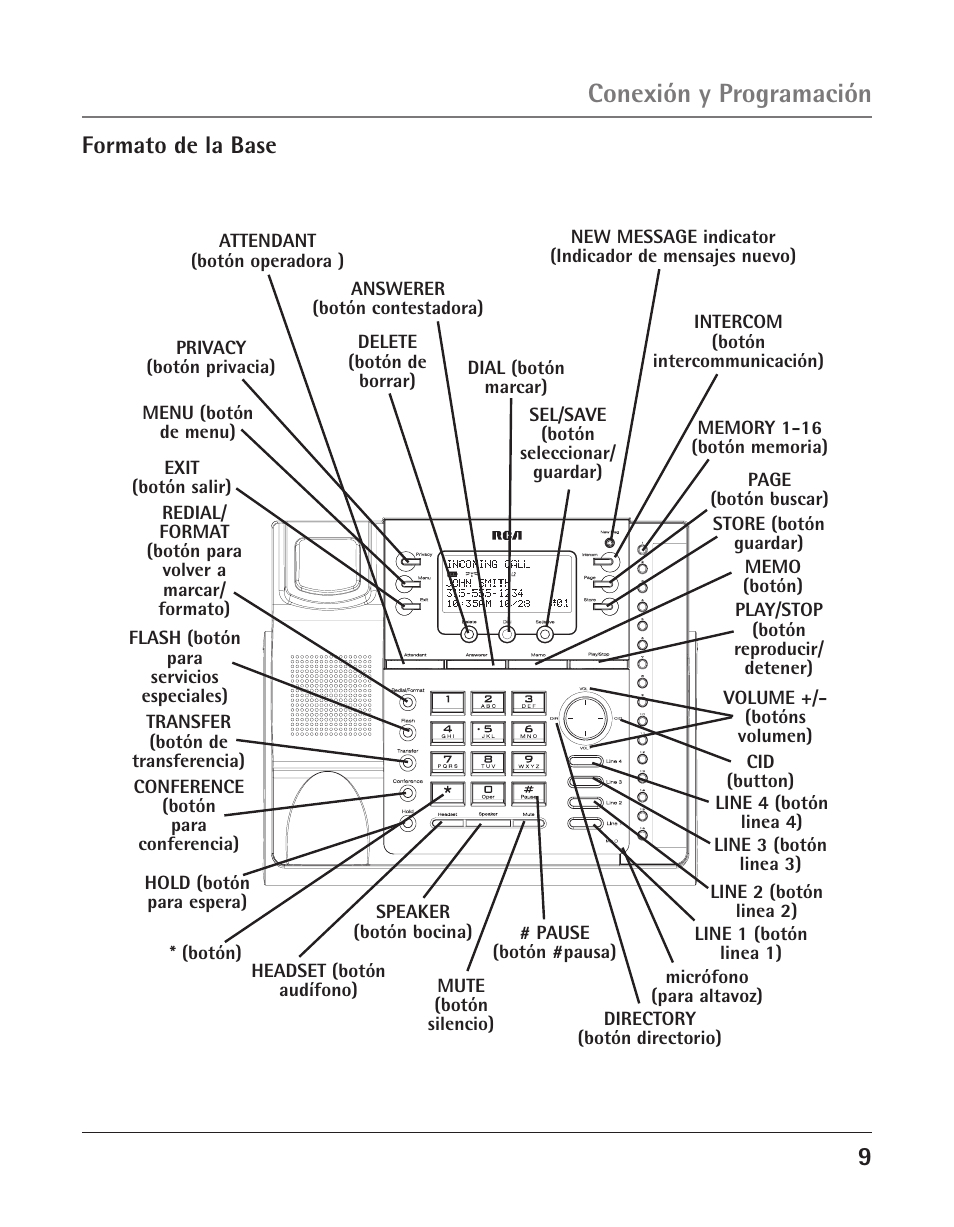 Conexión y programación, Formato de la base | GE 25425 User Manual | Page 63 / 108