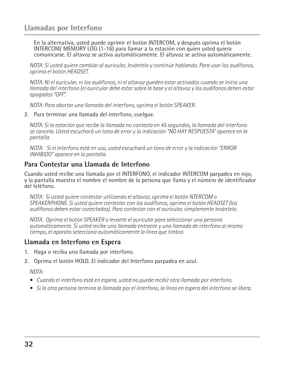 Llamadas por interfono | GE 25425 User Manual | Page 86 / 108