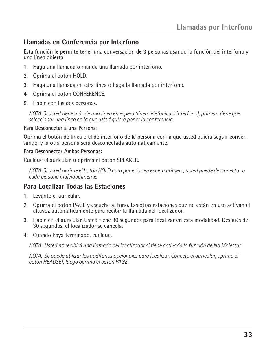 Llamadas por interfono | GE 25425 User Manual | Page 87 / 108