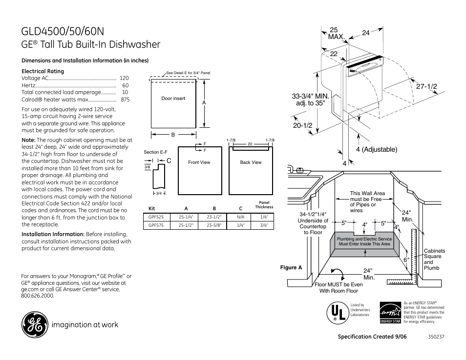GE Profile GLD4550NLS User Manual | 2 pages