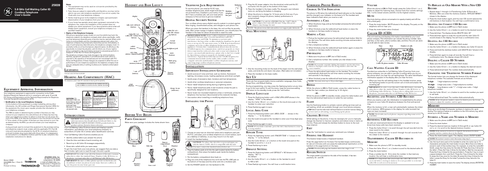 GE 25839 User Manual | 2 pages