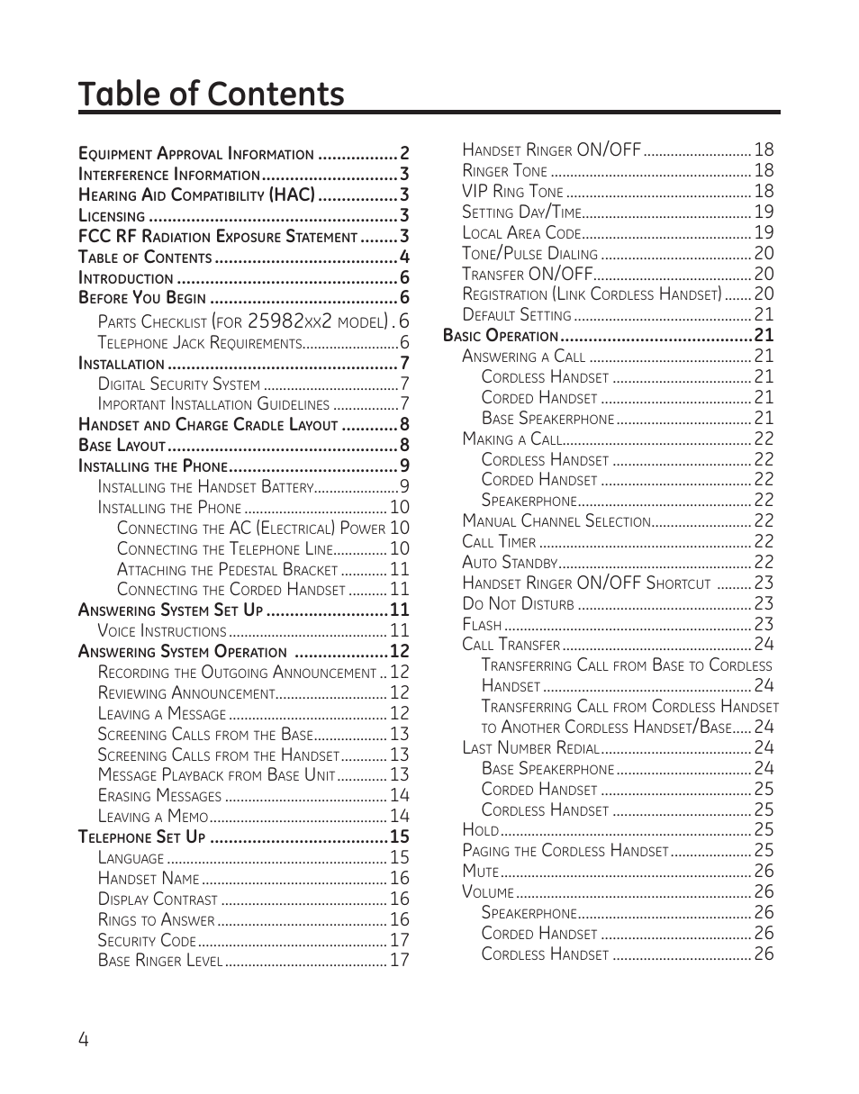 GE 25982 User Manual | Page 4 / 100