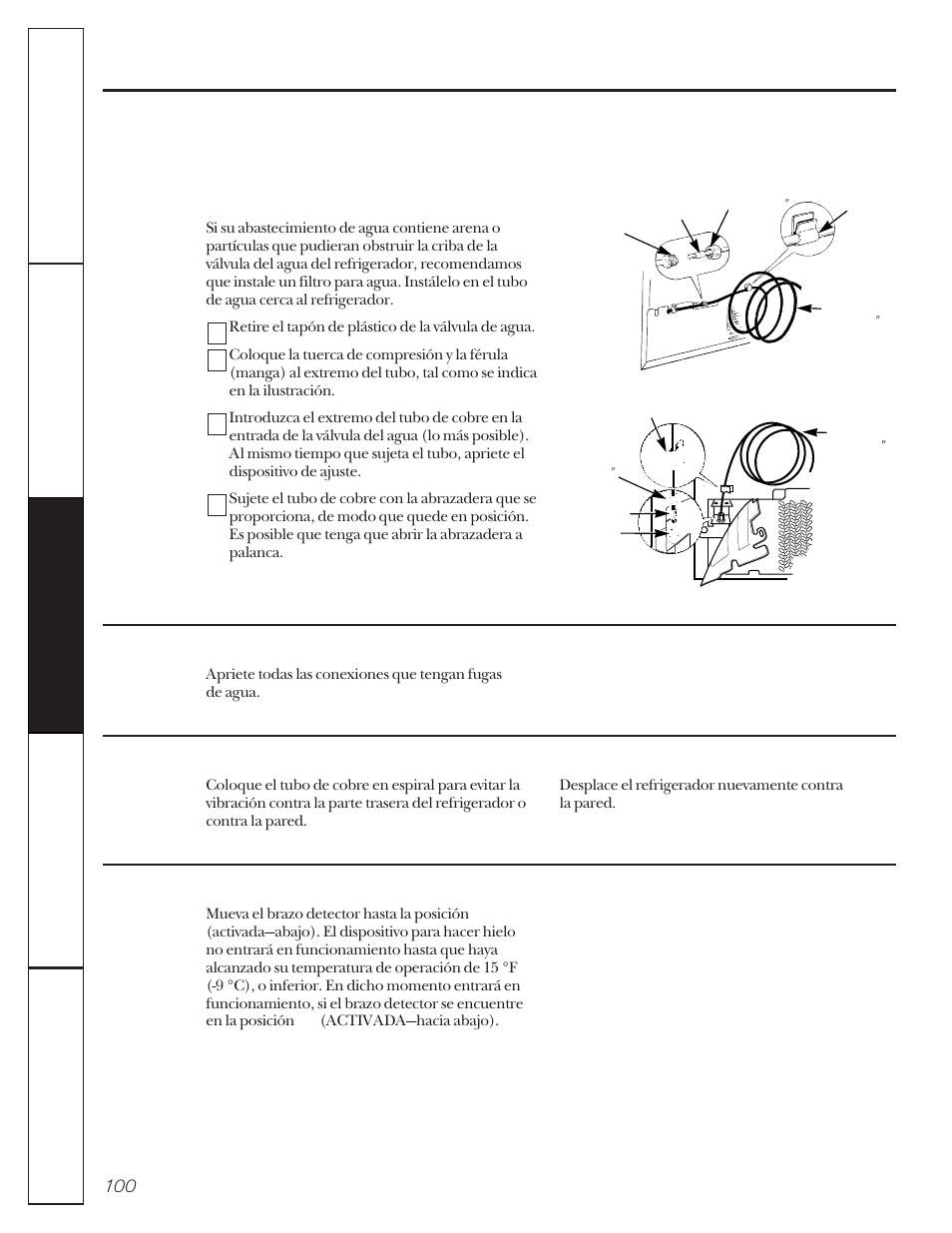 Instalación de la línea de agua | GE 162D9617P005 User Manual | Page 100 / 108