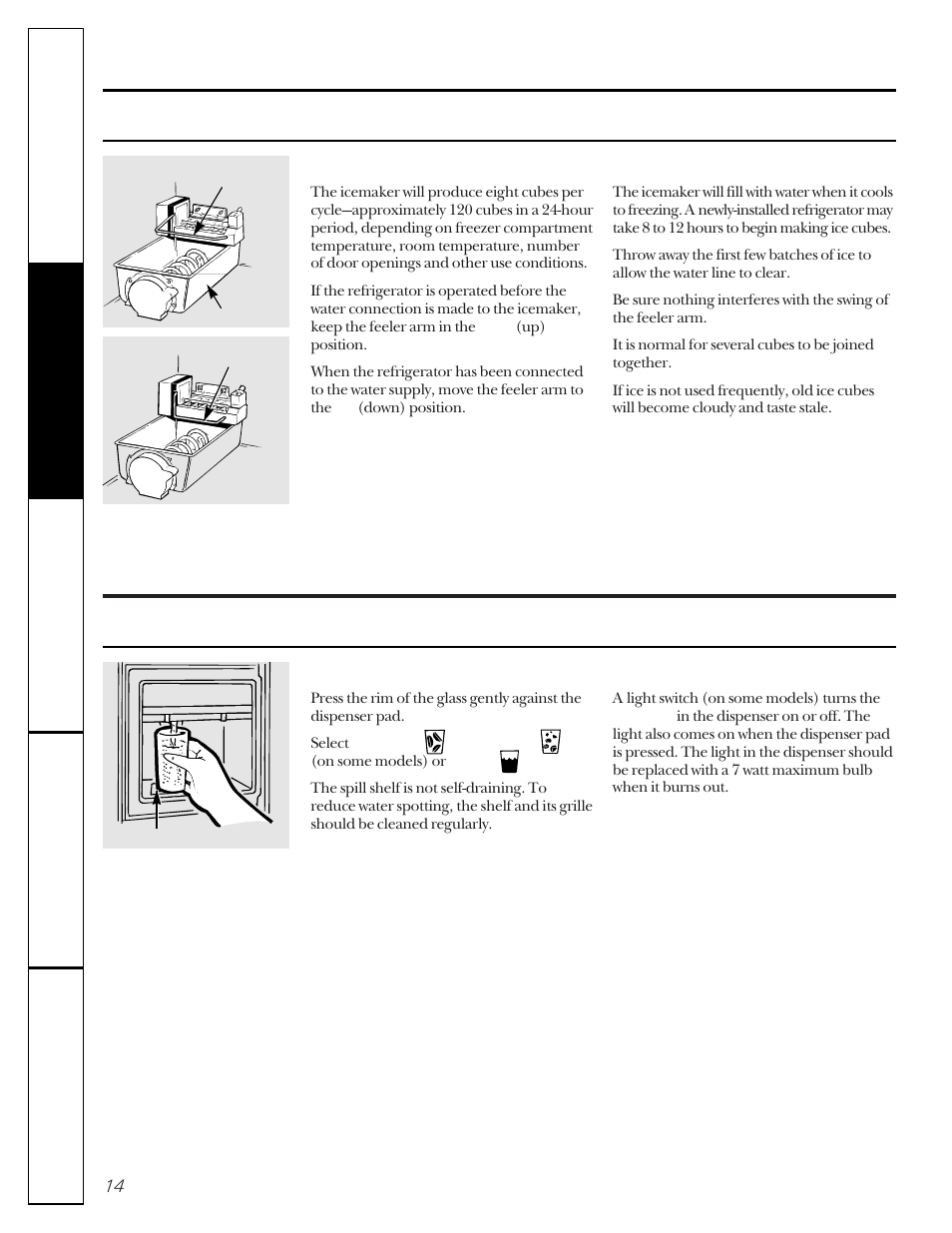 About the automatic icemaker, About the ice and water dispenser | GE 162D9617P005 User Manual | Page 14 / 108