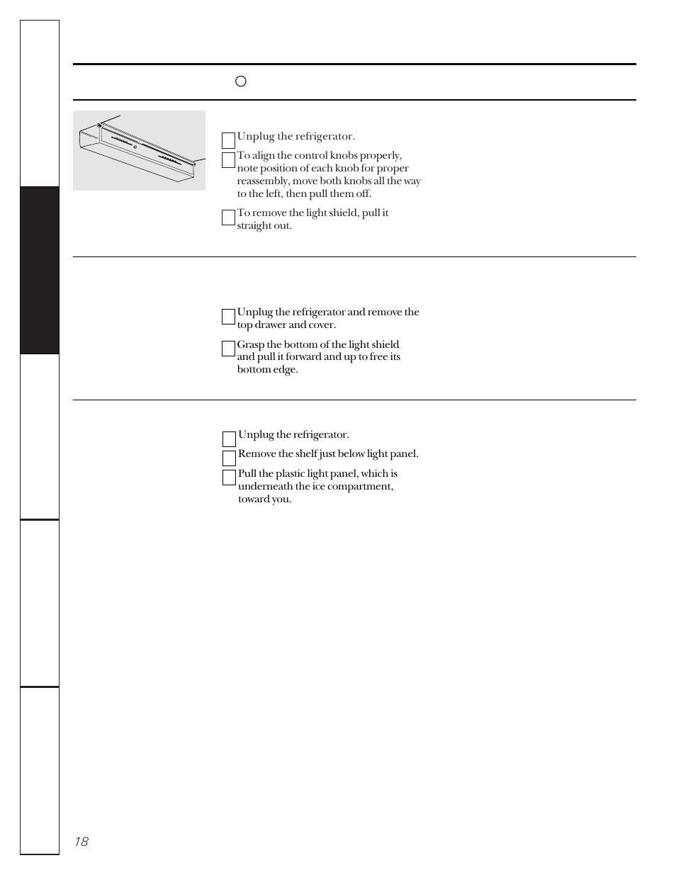 Replacing the light bulbs | GE 162D9617P005 User Manual | Page 18 / 108