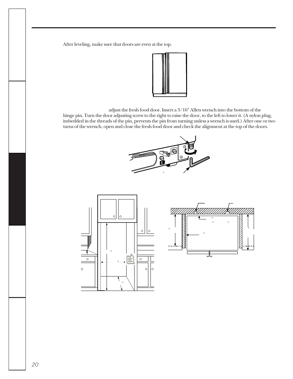 Preparing to install the refrigerator | GE 162D9617P005 User Manual | Page 20 / 108